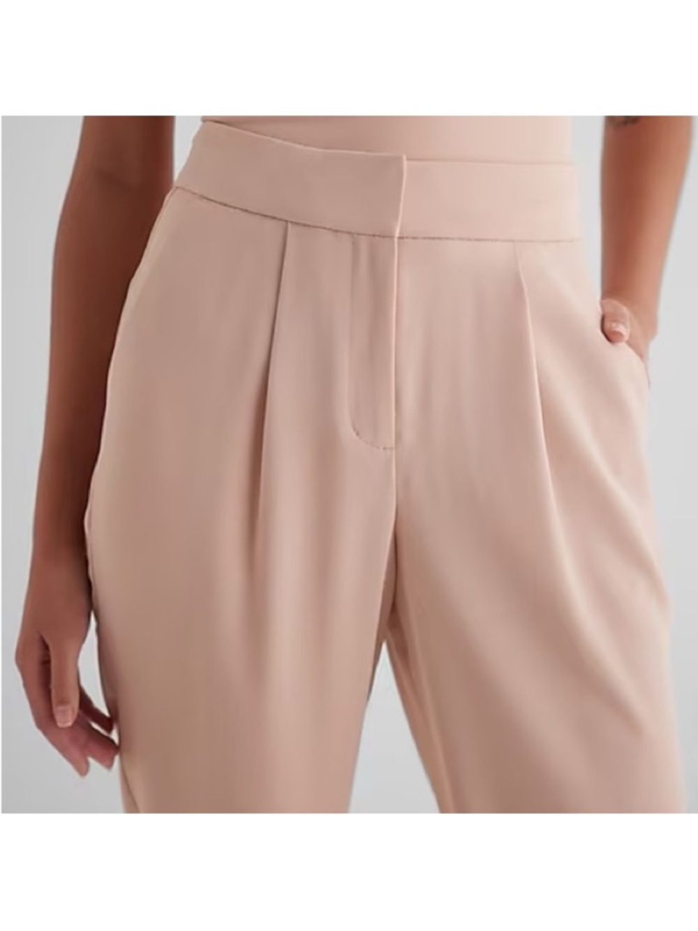 Express Super High-Waist Ankle Pants in Ballet Pink - Picture 2 of 8